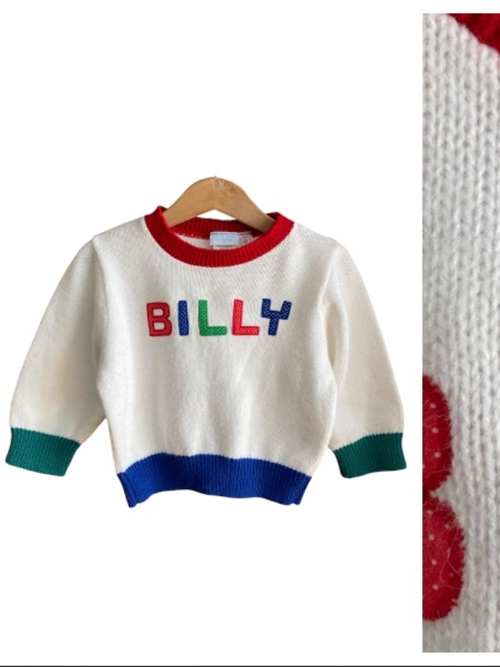 Vintage Betti Terrel Johnston Monogramed Billy Sweater Primary Colors 3t